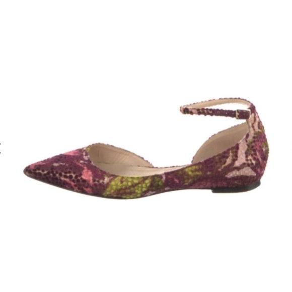 Jimmy Choo Lucy Floral Lamé Pointed-Toe Flats